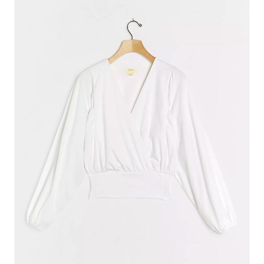 Maeve by Anthropologie Michaela White Long Sleeve Top Size Medium
